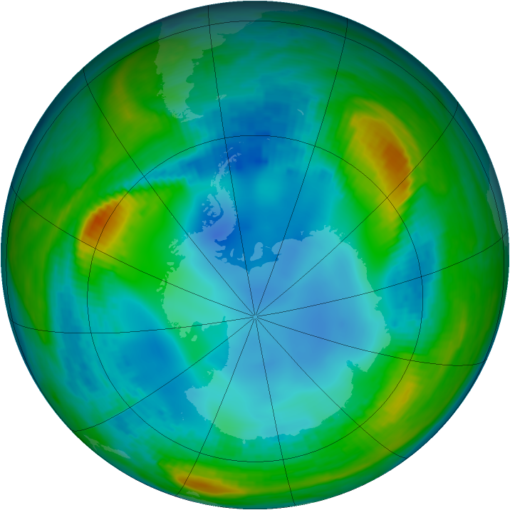 Antarctic ozone map for 29 July 1985